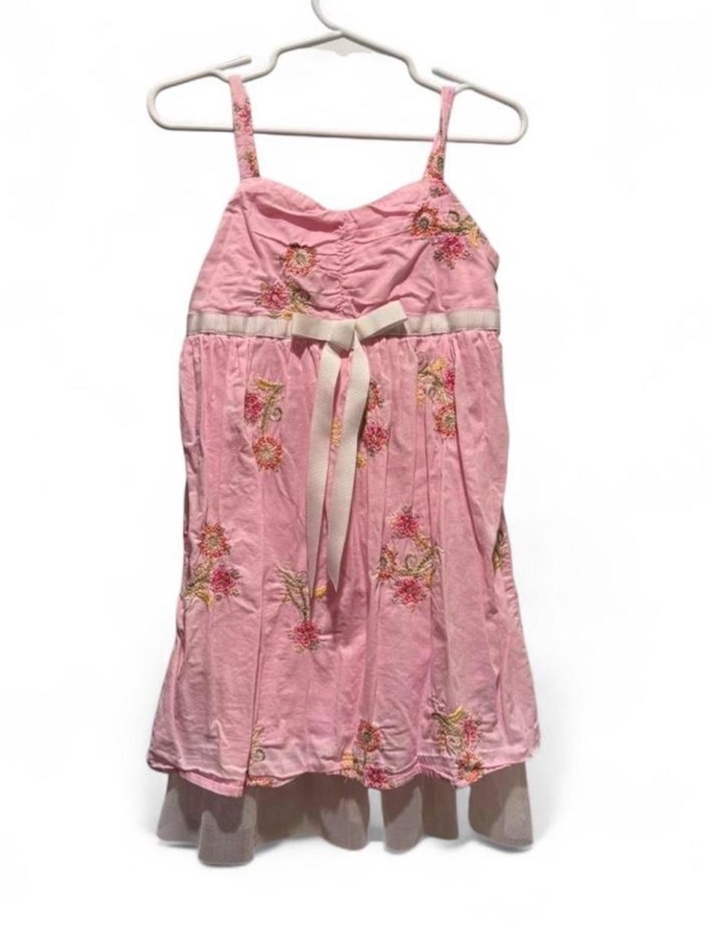 BCX Pink Floral Camisole Dress with Cream Bow Accent